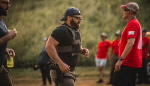 Athlete throwing a javelin during a Tactical Games event