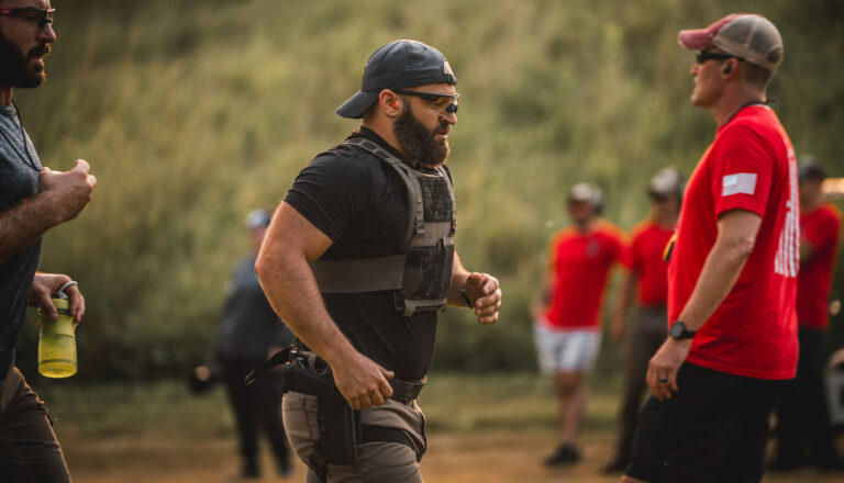 Athlete throwing a javelin during a Tactical Games event