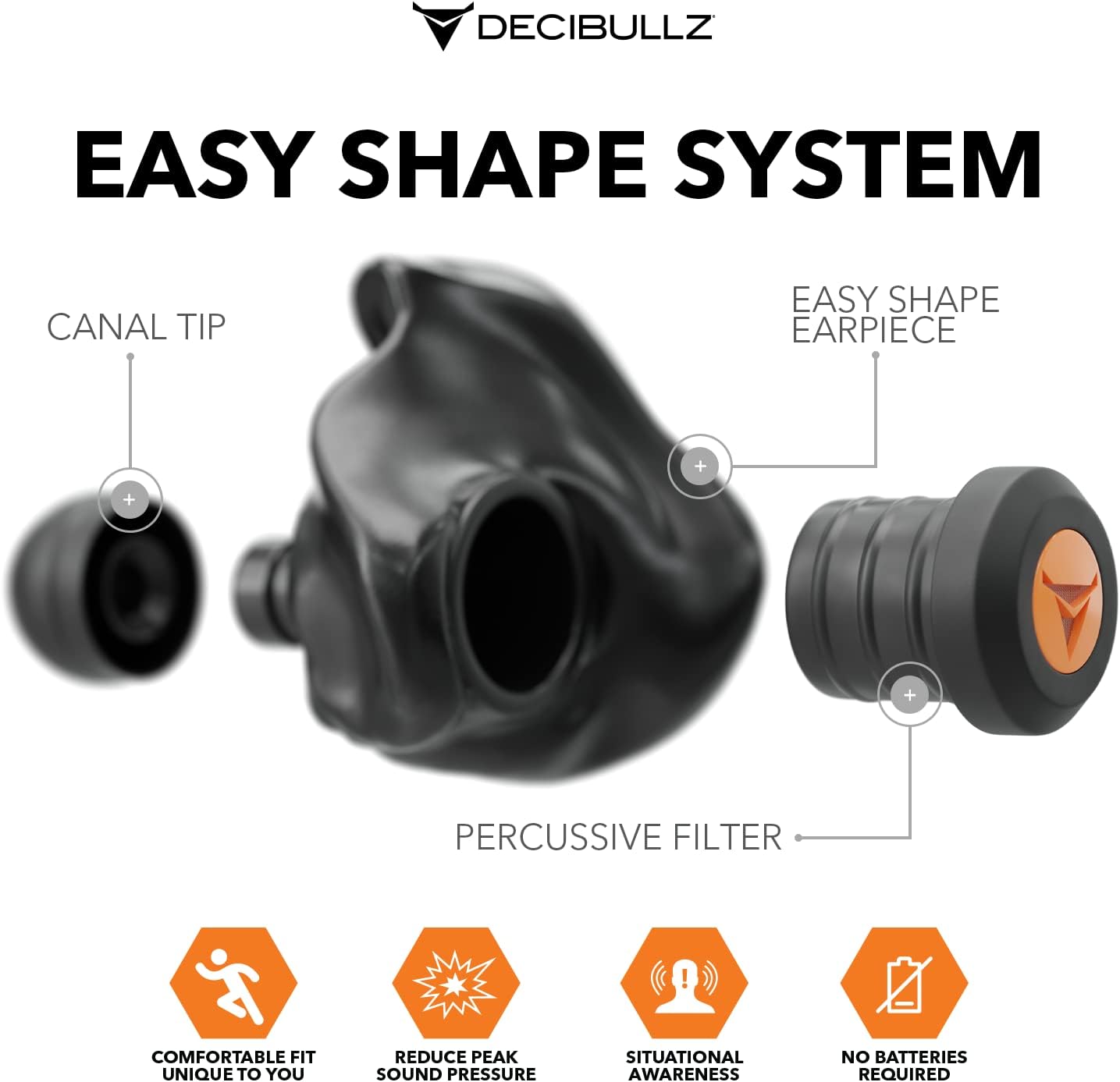 Decibullz Custom Molded Percussive Shooting Filter Earplugs - Image 4