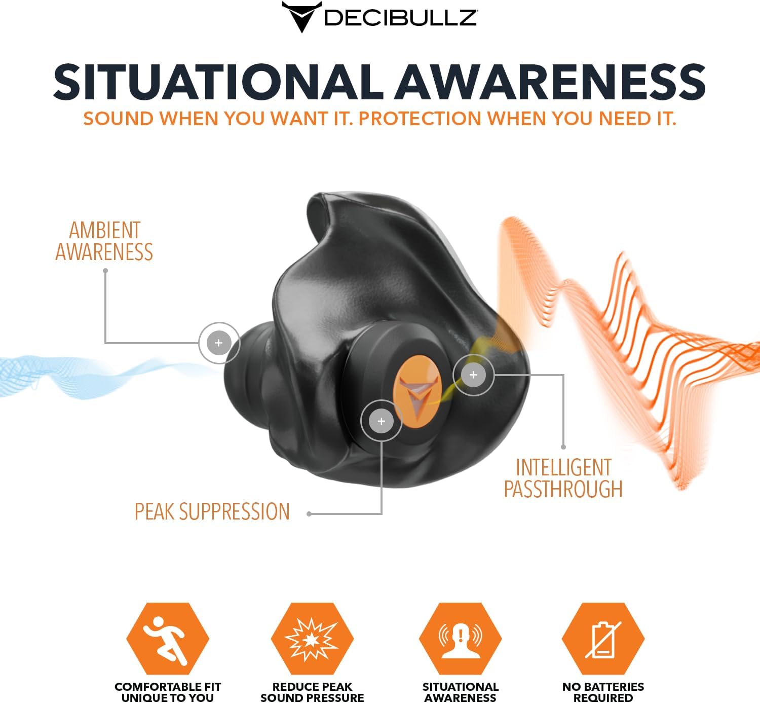 Decibullz Custom Molded Percussive Shooting Filter Earplugs - Image 3