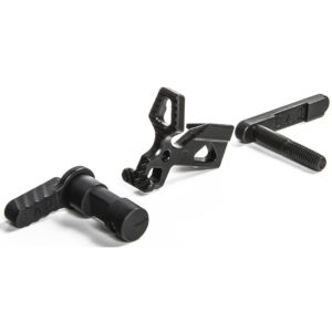 Battle Arms Development 3-piece enhanced AR-15 lower parts kit with bolt catch, magazine catch, and safety selector in black phosphate