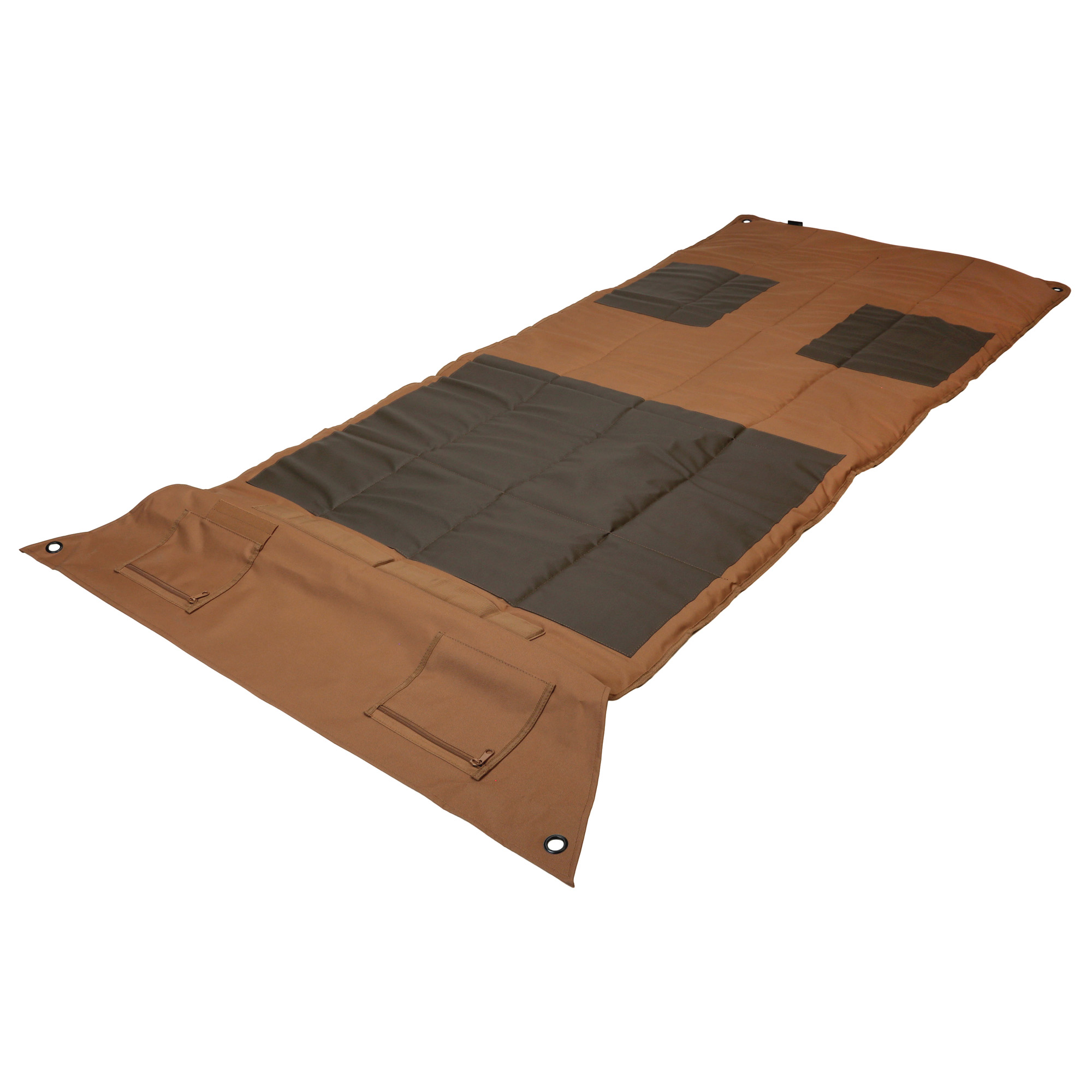 EVODS tactical competition shooting mat in coyote with elbow and knee pads and shoulder strap