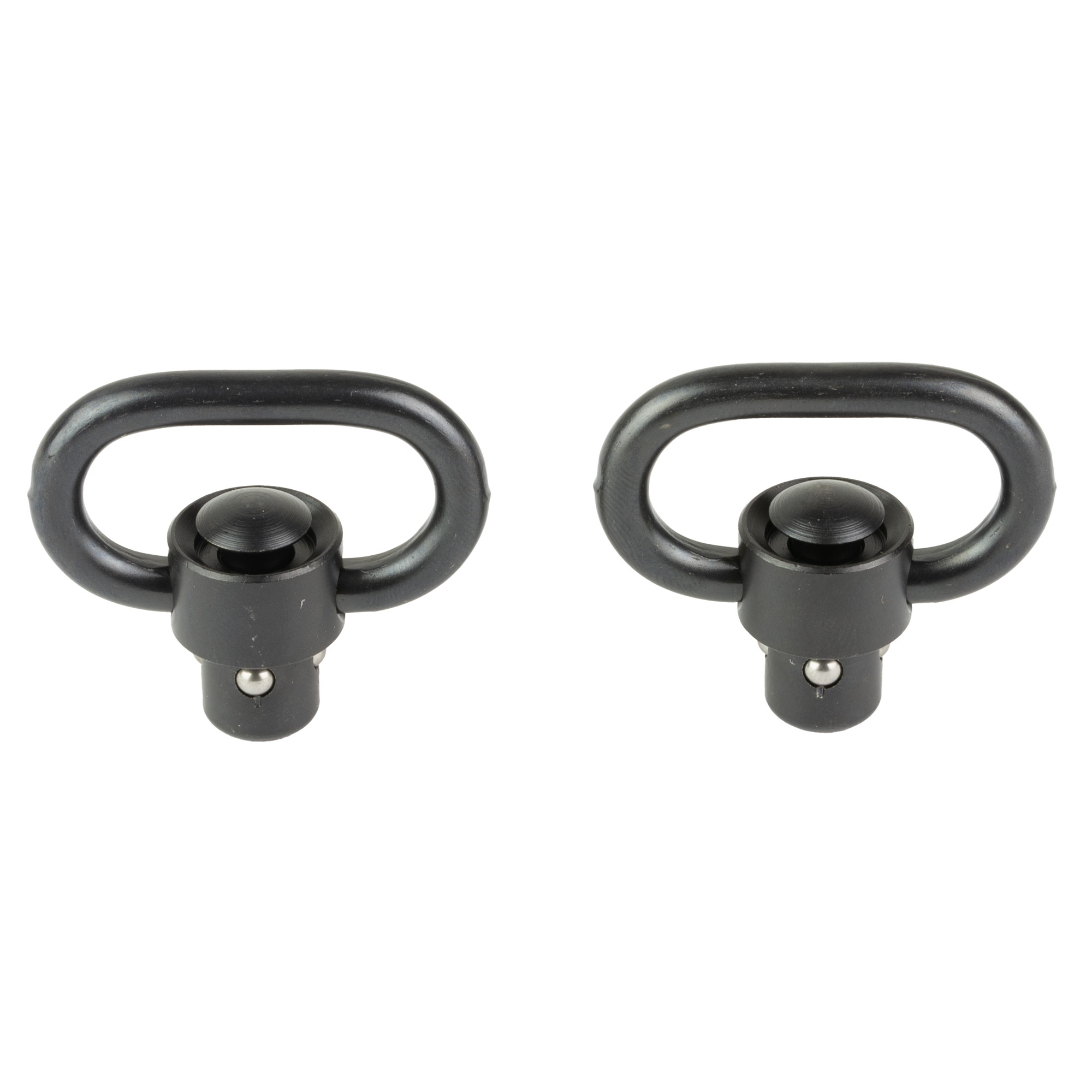GrovTec heavy duty push button QD sling swivel pair with 1 inch loops in black nitride steel