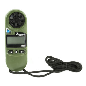 Kestrel 2500NV pocket weather meter in olive drab with night vision backlight, wind speed and barometric pressure