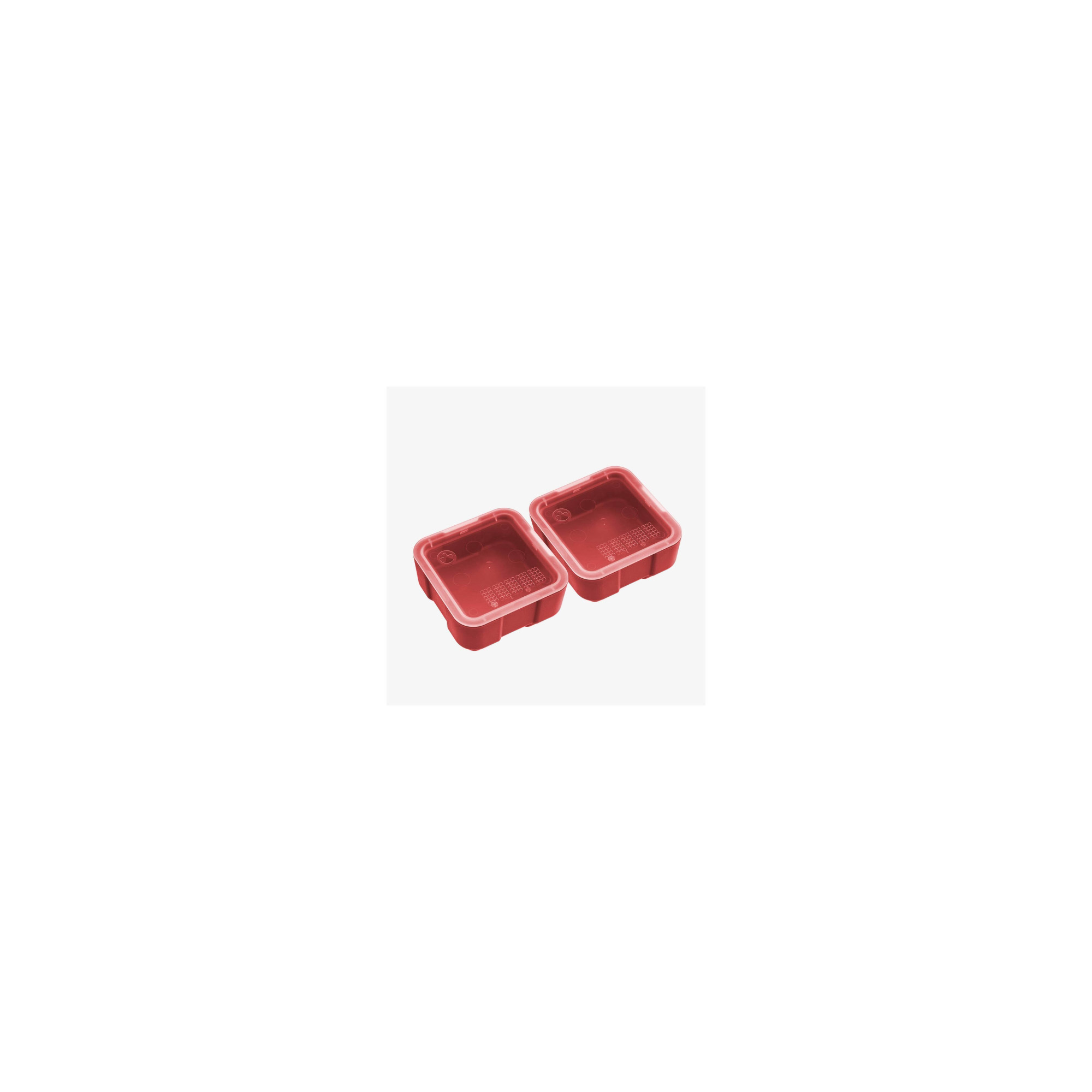 Magpul DAKA Bins 2x2 in red, two polymer bins with lids for the DAKA GRID Organizer