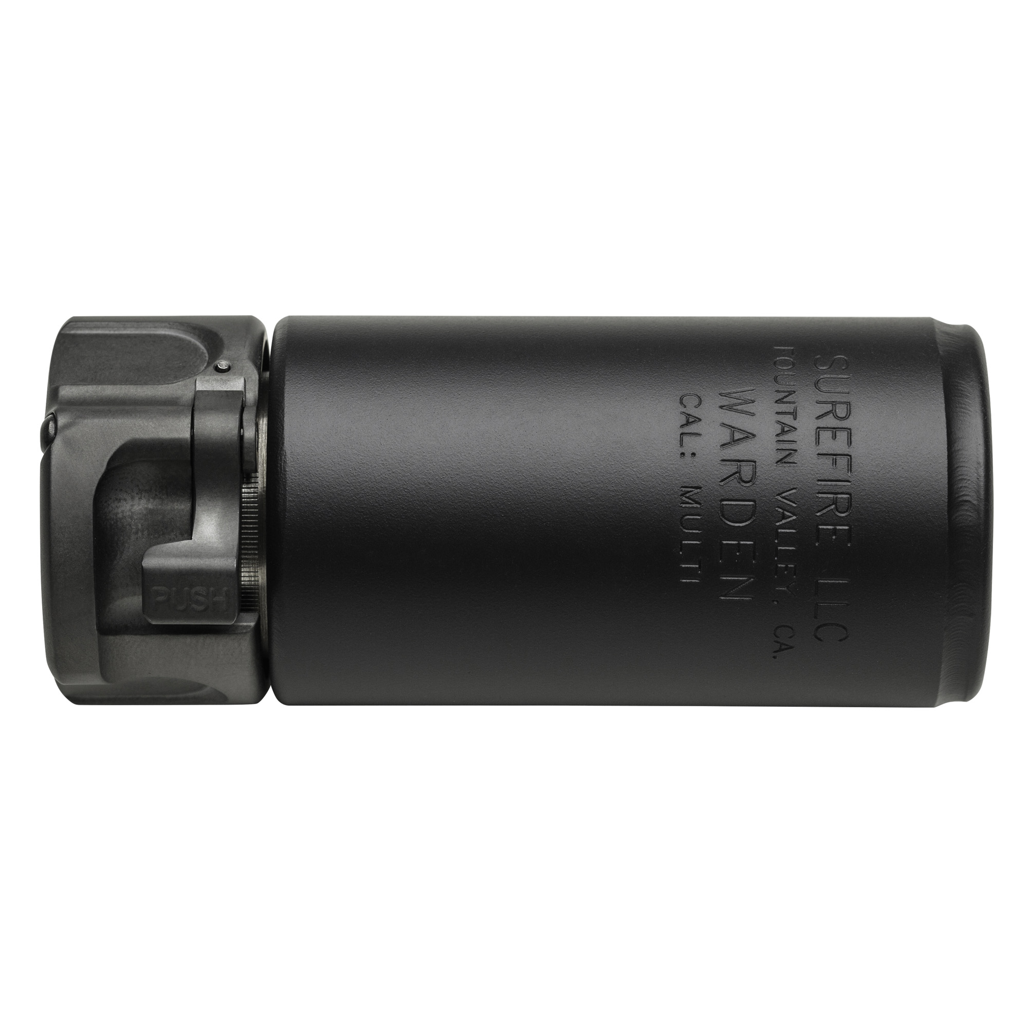 SureFire Warden Fast-Attach blast regulator in black Cerakote for SOCOM 5.56 and 7.62 muzzle devices