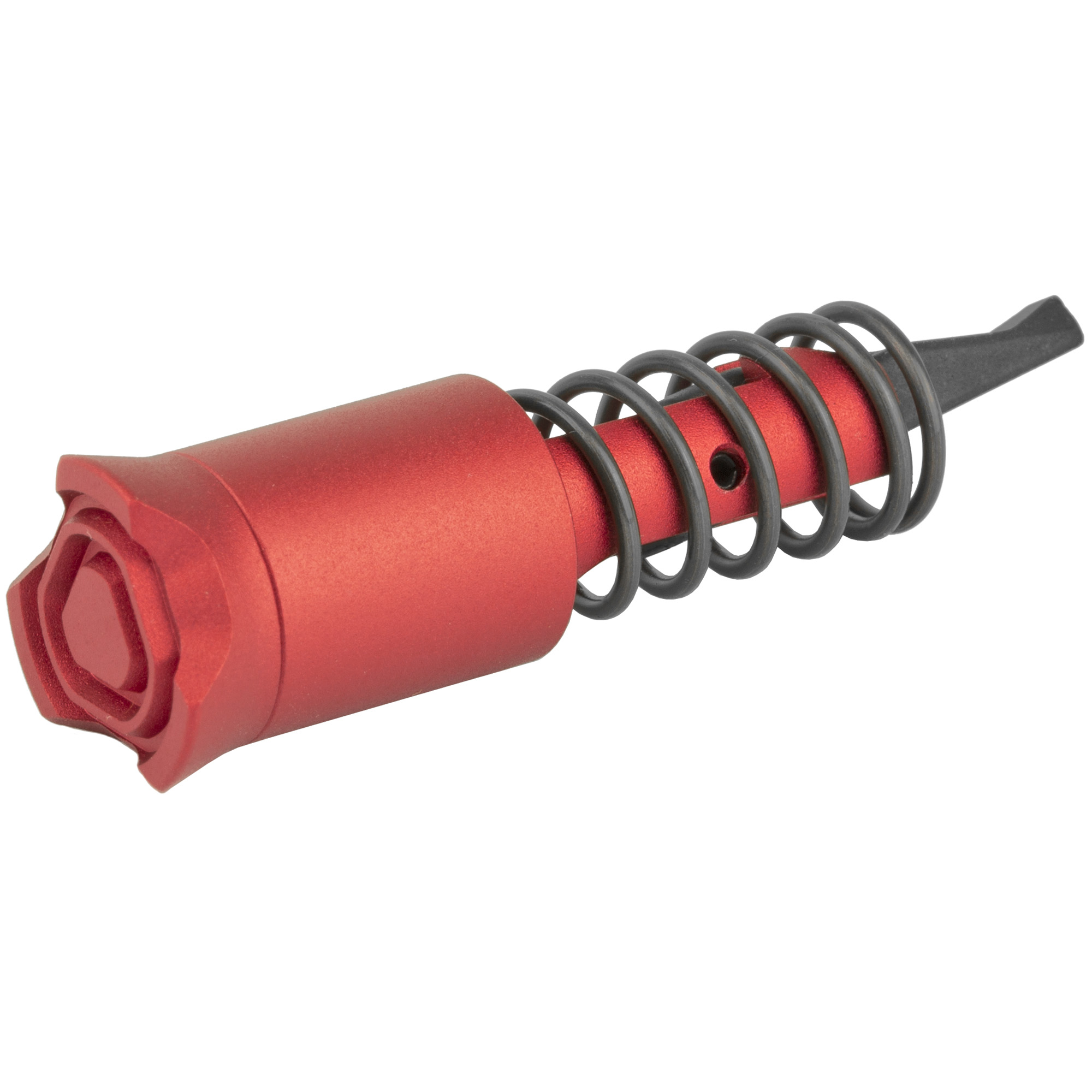 Strike Industries lightweight triangle forward assist for AR-15 in red anodized aluminum